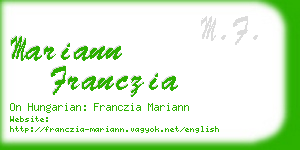 mariann franczia business card